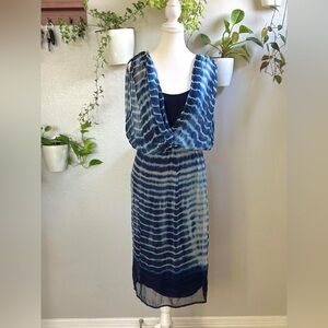 Anthropologie Women’s Blue Tie-Dye Midi Dress – Size Small